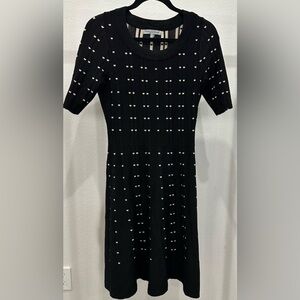 NWOT Danny & Nicole Sweater Dress Women Medium Black Rayon Knit 3/4 Sleeve